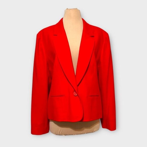 Vintage 80s Pendleton Wool Blazer Red EUC Single Button 12 Shoulder Pads Classic - Picture 4 of 12